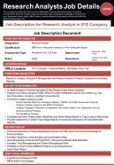 Research analysts job details presentation report infographic ppt pdf document