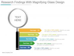 Research findings with magnifying glass design ppt diagrams