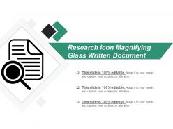 Research icon magnifying glass written document