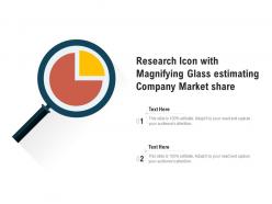 Research icon with magnifying glass estimating company market share