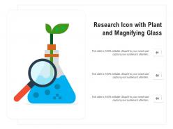 Research icon with plant and magnifying glass