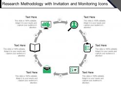 Research methodology with invitation and monitoring icons