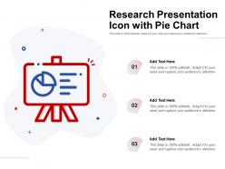 Research presentation icon with pie chart
