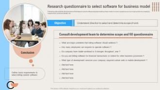 Research Questionnaire To Select Software Deploying Digital Invoicing System