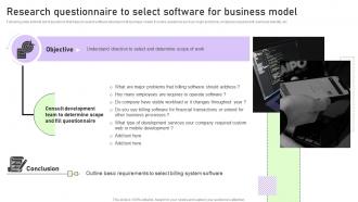 Research Questionnaire To Select Software For Business Model Streamlining Customer Support