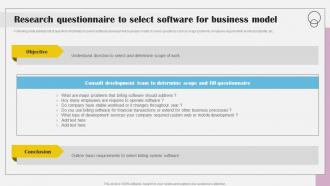 Research Questionnaire To Select Software For Implementing Billing Software To Enhance Customer
