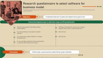 Research Questionnaire To Select Software Strategic Guide To Develop Customer Billing System