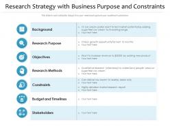 Research strategy with business purpose and constraints