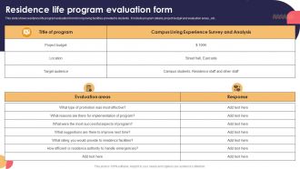 Residence Life Program Evaluation Form