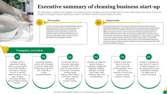 Residential Cleaning Business Plan Executive Summary Of Cleaning Business Start Up BP SS