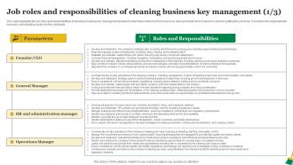 Residential Cleaning Business Plan Job Roles And Responsibilities Of Cleaning Business BP SS