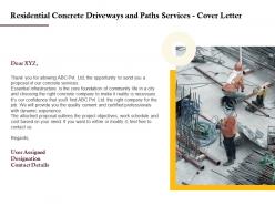 Residential concrete driveways and paths services cover letter ppt powerpoint template aids
