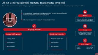 Residential Property Maintenance Proposal Powerpoint Presentation Slides Visual Template