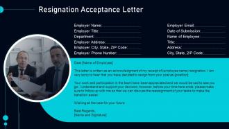 Resignation Acceptance Letter Employee Separation Policy Handbook