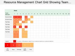 Resource management chart grid showing team members work load
