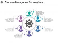 Resource management showing men silhouettes with gear
