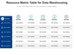 Resource matrix table for data warehousing infographic template