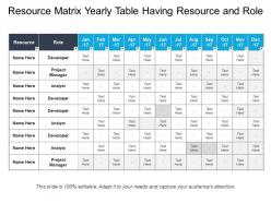 Resource matrix yearly table having resource and role