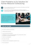 Resource Outsourcing For Client Problems And Our Solutions One Pager Sample Example Document