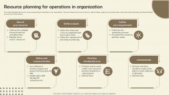 Resource Planning For Operations In Organization
