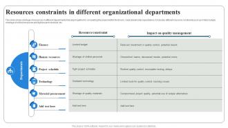 Resources Constraints In Different Project Quality Management PM SS