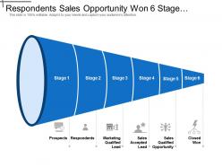 Respondents sales opportunity won 6 stage horizontal funnels with icons