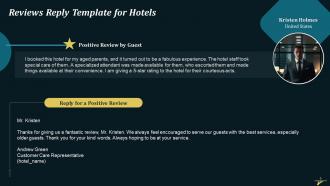 Responding To Hotel Positive And Negative Reviews Training Ppt Impactful Slides