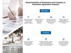 Responsibilities of distributor and company in distributor agreement proposal ppt powerpoint
