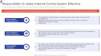 Responsibility To Make Internal Control System Effective Internal Control System Objectives And Methods