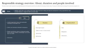 Responsible Strategy Overview About Duration And People Involved Ethical Tech Governance Playbook