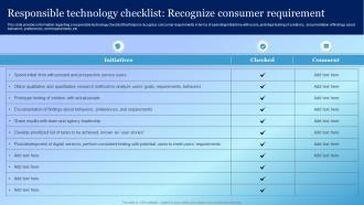 Responsible Technology Checklist Recognize Consumer Playbook For Responsible Tech Tools