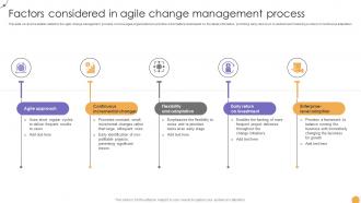 Responsive Change Management Factors Considered In Agile Change Management CM SS V