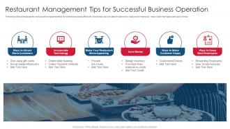 Restaurant Management Tips For Successful Business Operation