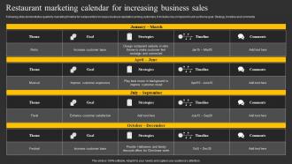Restaurant Marketing Calendar For Increasing Business Sales