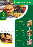 Restaurant menu brochure two page flyer template