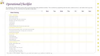 Restaurant operations management operational checklist