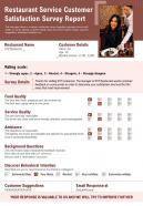 Restaurant service customer satisfaction survey report presentation report infographic ppt pdf document