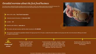 Restaurant Start Up Business Plan Detailed Overview About The Fast Food Business BP SS