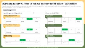 Restaurant Survey Form To Collect Positive Feedbacks Of Customers Survey SS