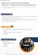 Restaurant Website Development Proposal Project Context And Objectives One Pager Sample Example Document