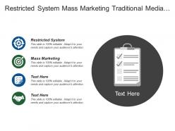 Restricted system mass marketing traditional media about me