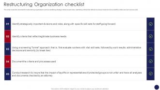 Restructuring Organization Checklist Organizational Restructuring
