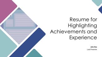 Resume For Highlighting Achievements And Experience PPT Structure AT