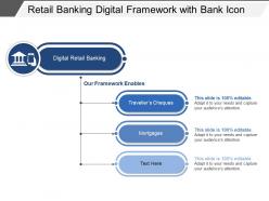 Retail banking digital framework with bank icon