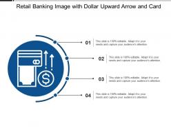 Retail banking image with dollar upward arrow and card