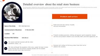 Retail Business Plan Detailed Overview About The Retail Store Business BP SS