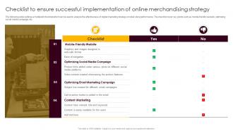 Retail Merchandising Best Strategies For Higher Checklist To Ensure Successful Implementation
