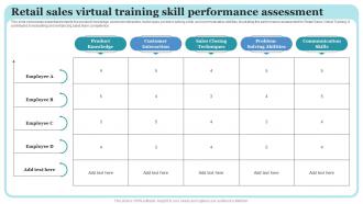 Retail Sales Virtual Training Skill Performance Assessment