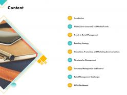 Retail sector assessment content ppt powerpoint presentation model elements
