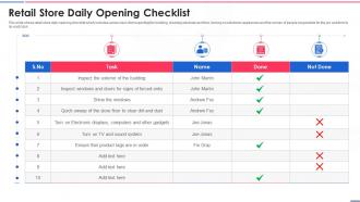 Retail Store Daily Opening Checklist